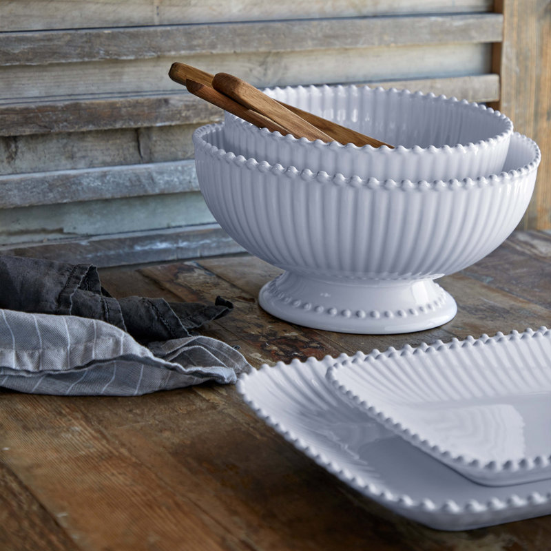 Pearl Handmade Stoneware Platter, 1.75" H x 15.5" L x 11" W