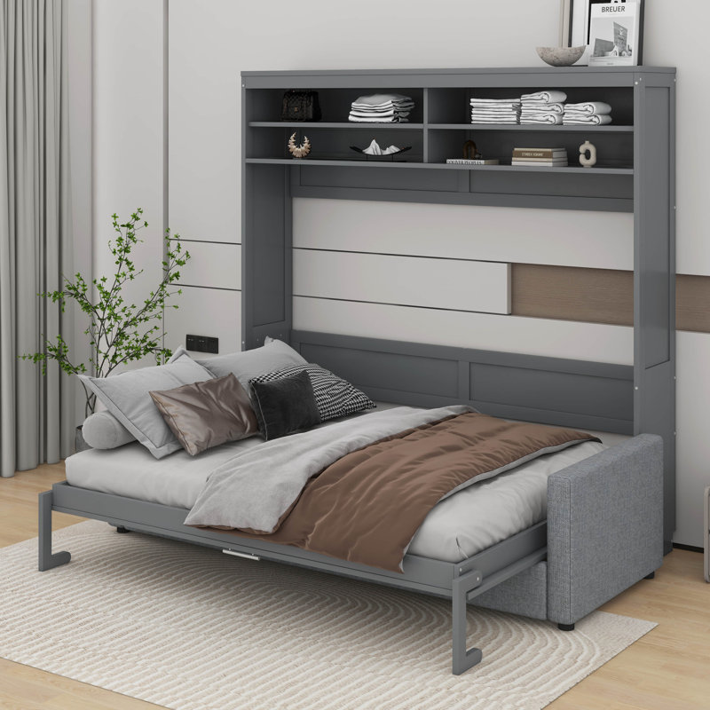 Murphy Bed Wall Bed With Sofa, Gray