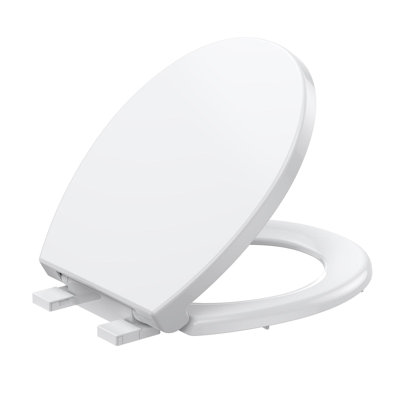 17 Inch Round Toilet Seat with Soft Close Lid Fits for Most Round Seats, Quick-Release Design, Includes Quick-Attach Hardware & Grip-Tight Bumpers, Easy to Install & Clean, White