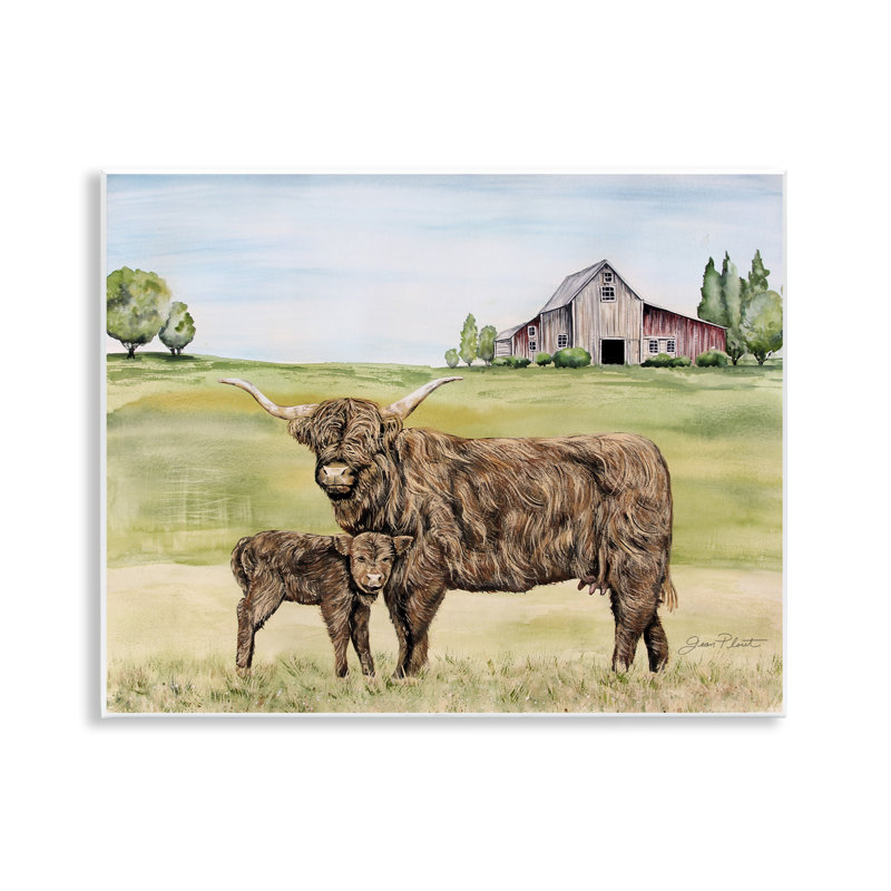 Plaque murale Highland Cow and Calf, design par Jean Plout