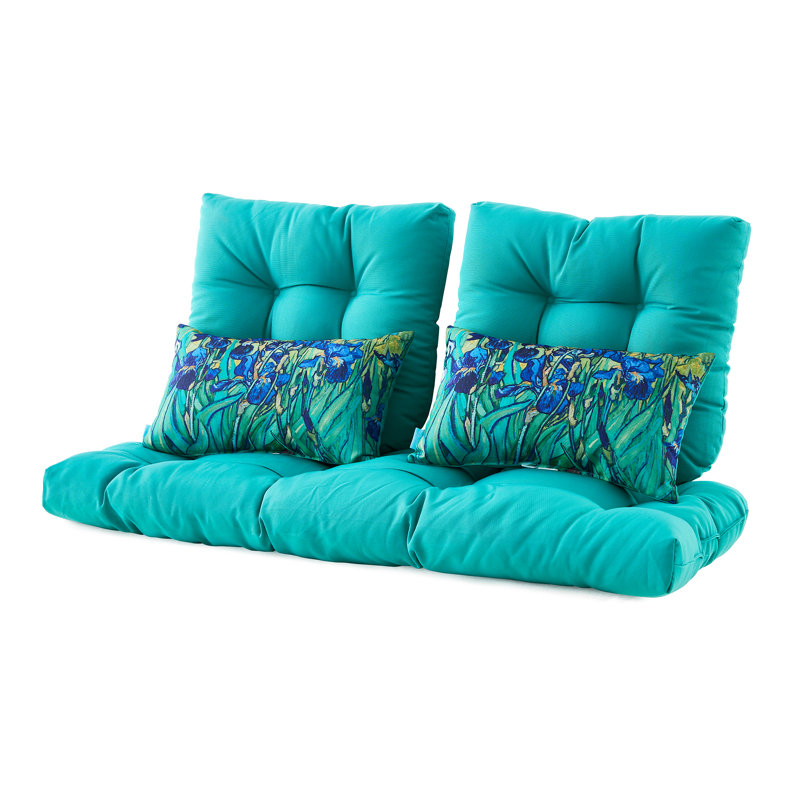 Cassella Outdoor U-Shape Loveseat Cushion Set Of 5, Aqua
