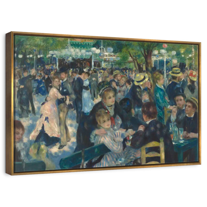 Danse au Moulin de La Galette, Cadre flottant doré, 13 po x 9 po