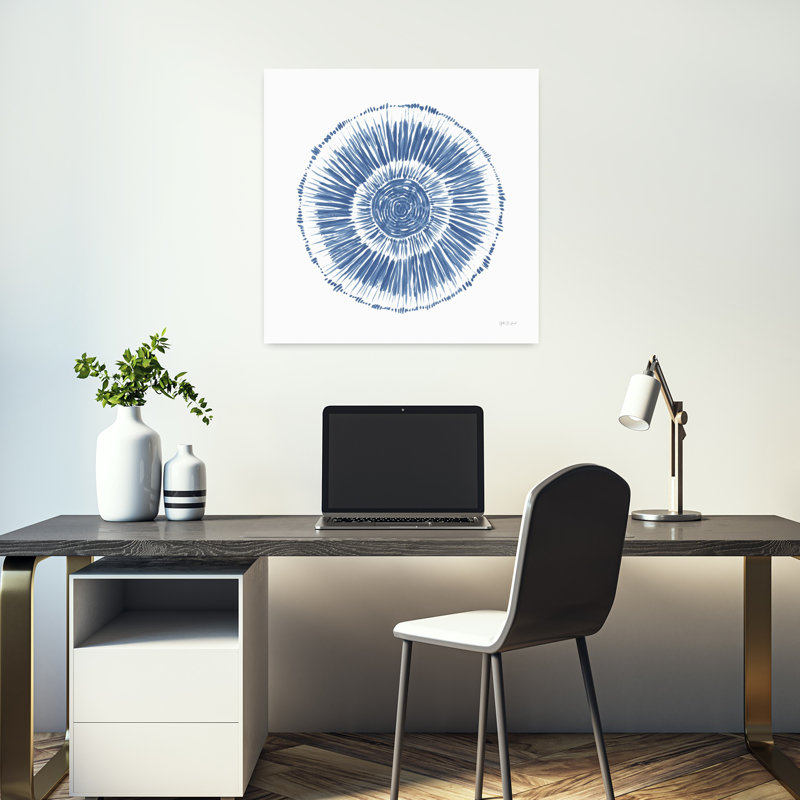 «Coastal Block Print I», art côtier abstrait bleu, H 18 po x l 18 po