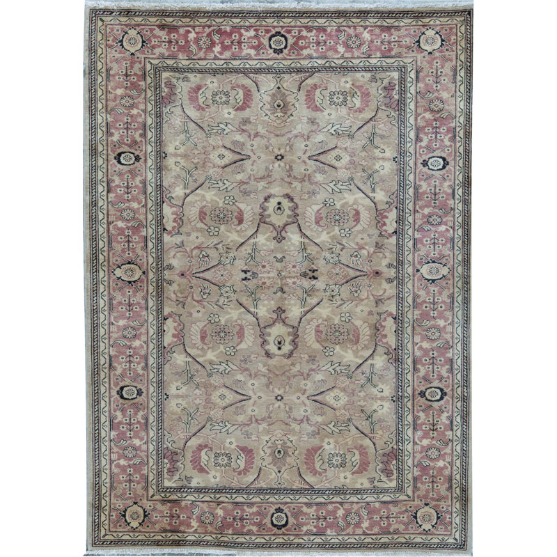 Hand-Knotted High-Quality Red and Brown Area Rug