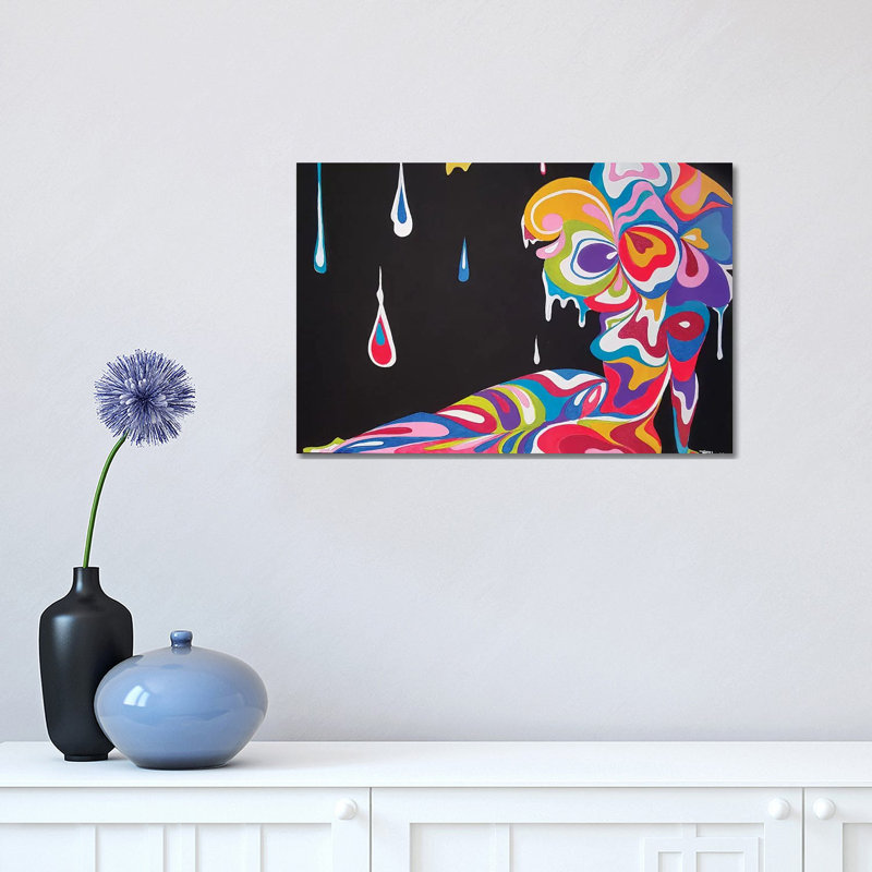 «Wavy» par Pinklomein - reproduction d'art sur toile tendue, H 12 po x l 18 po x 1,5 po