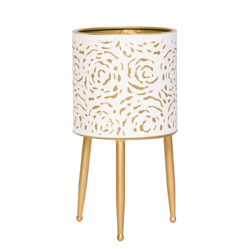 Pot à fleur d'intérieur en métal Floram avec base en métal à 3 pieds, H 15,75 po x l 8,5 po x P 8,5 po
