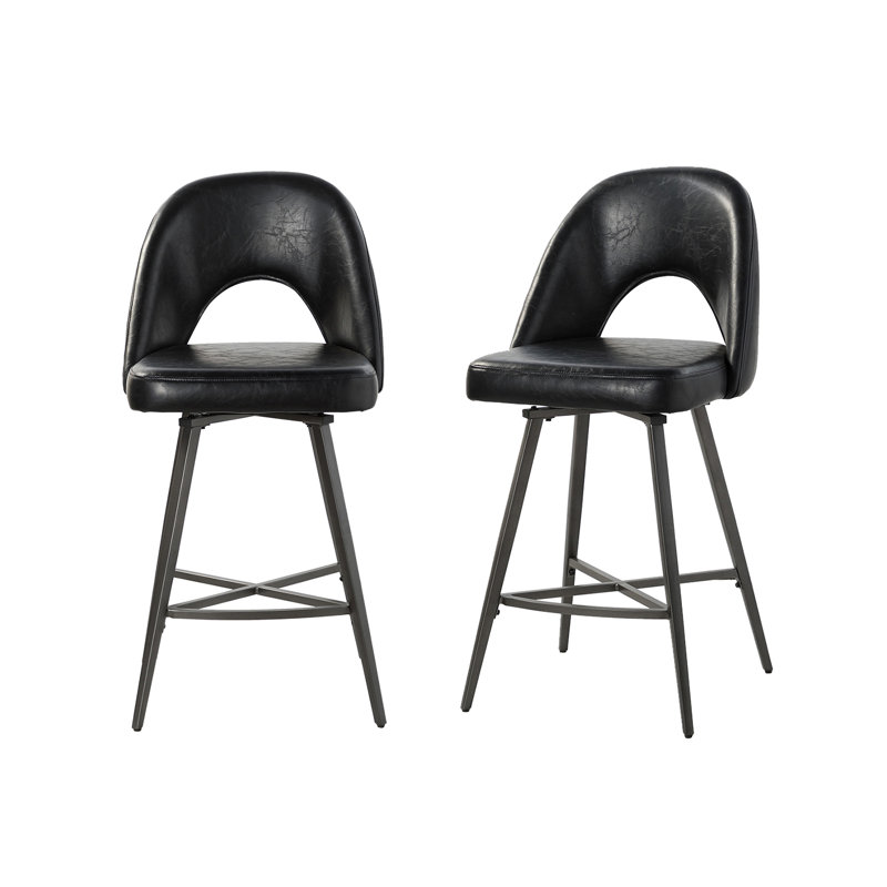 Ensemble de 2 tabourets de comptoir pivotants 26 po Elurd (ensemble de 2), Noir