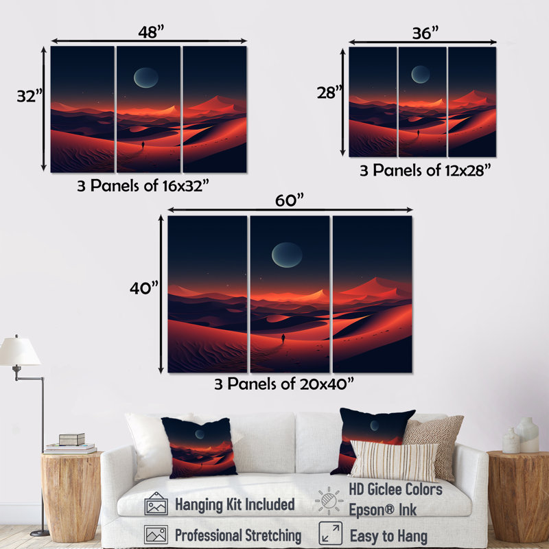 Alone in The Sahara Desert At Sunset I - Desert, art mural, Toile tendue, H 40 po x l 61 po x P 1 po