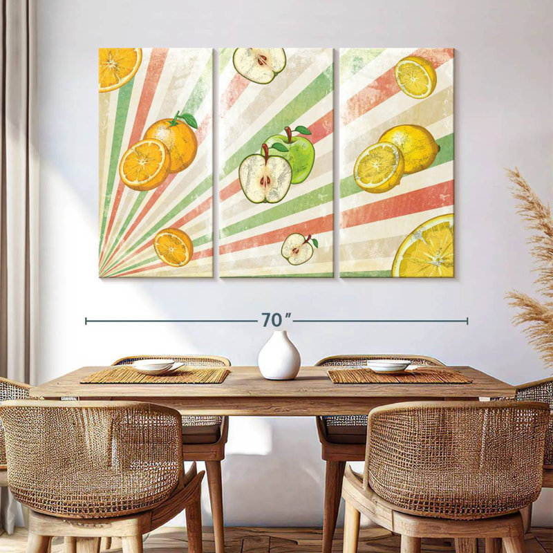 Yarlin Retro Sunburst Fruits, 32" H x 50" W