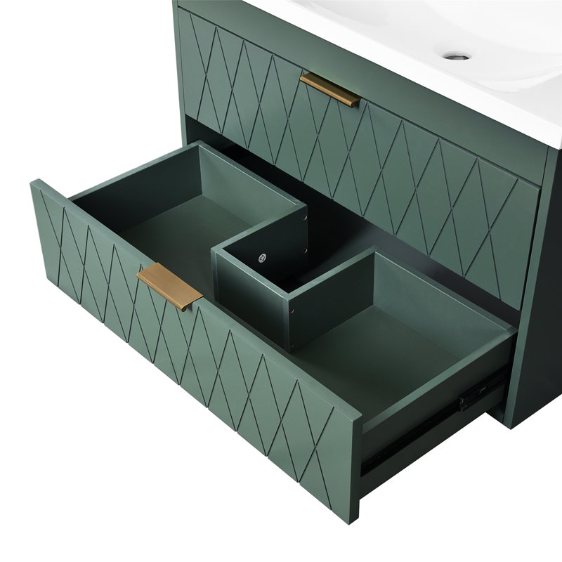 Meuble-lavabo mural avec lavabo en résine, meuble de rangement pour salle de bain à 2 tiroirs, meuble-lavabo pour la maison