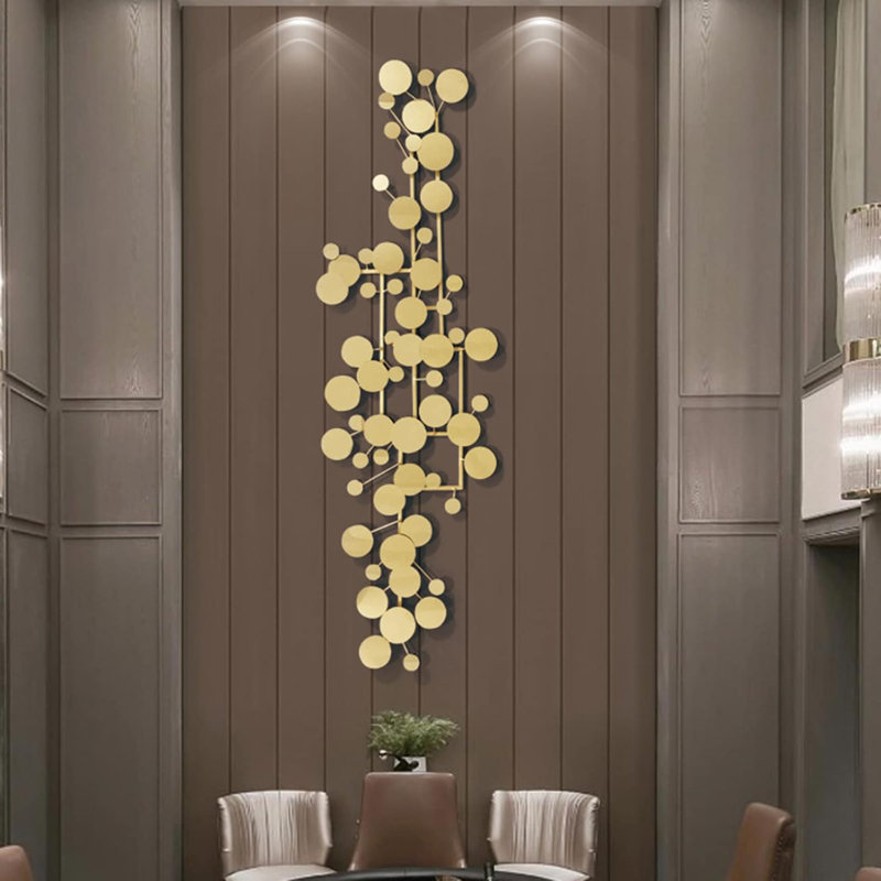 Metal Wall Art Gold Wall Decor For Living Room, Modern Geometric Wall Art Decor 59" × 19.6" Large Luxury 3D Wall Accents For Bedroom, Dining Room, Wall Decorations Wall Sculptures