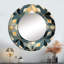 Carreaux marocain beige et bleu Roxeann antique - décor de miroir mural géométrique unique, grand miroir rond moderne, impression d'art en métal-43945344
