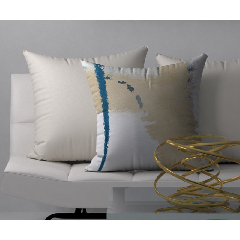 Housse et insert de coussin carré Sizzling Plus, 18 po x 18 po, Beige / bleu abstrait