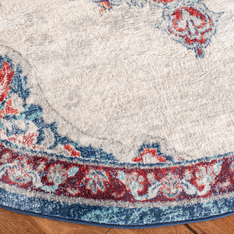 Carlisle Oriental Red/Ivory Area Rug, Round 6'7"