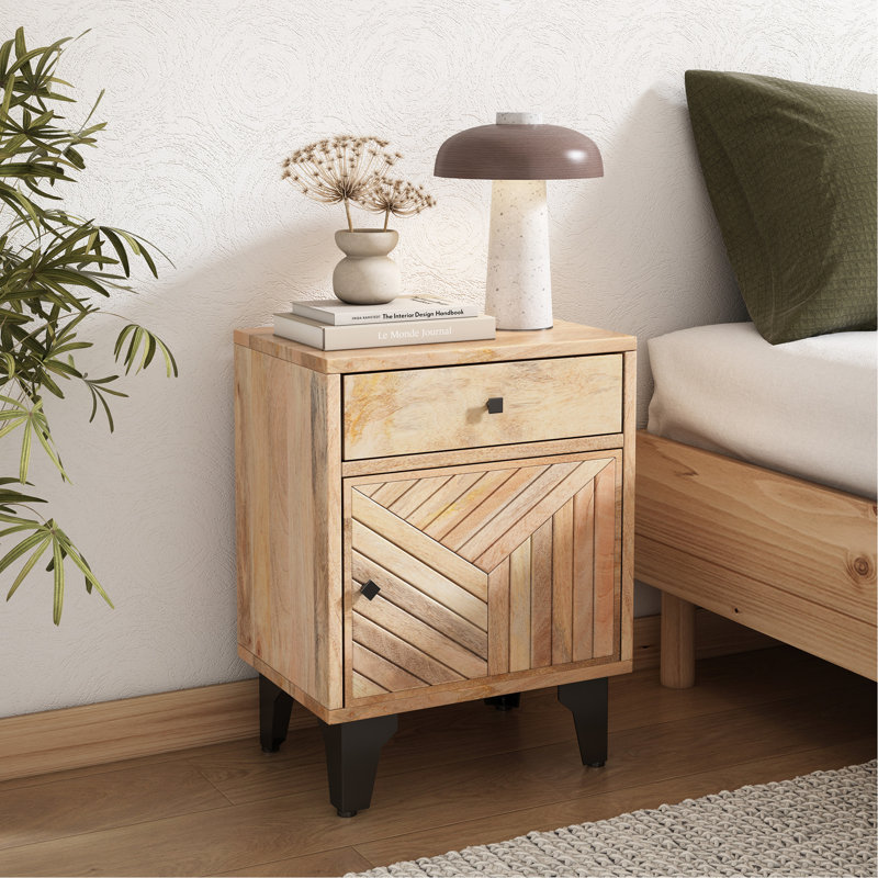 Table de chevet en bois massif, Natural