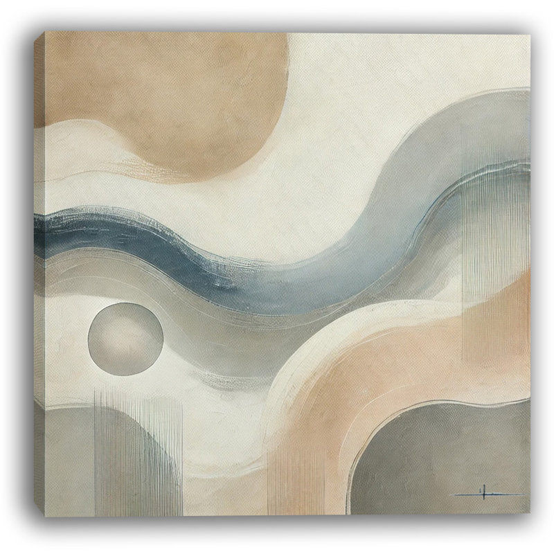 «Serene Drift: Earthy Abstract Wavy», reproduction d'art sur toile, H 12 po x l 12 po x P 1 po