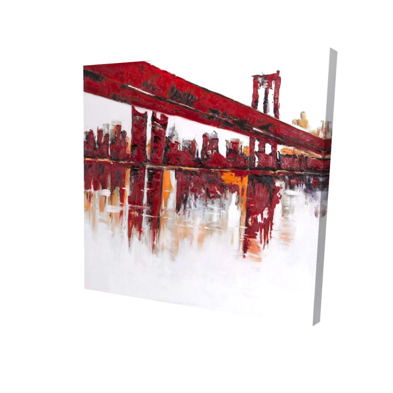 Red Bridge - Man Cave Architecture Canvas for Home Decor