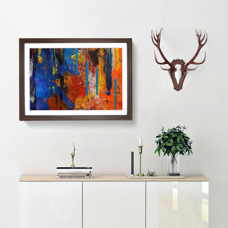Abstract Art Painting Vol.358 by S.Johnson - Picture Frame Painting Print, 27cm H x 36cm W x 2cm D, Walnut Framed