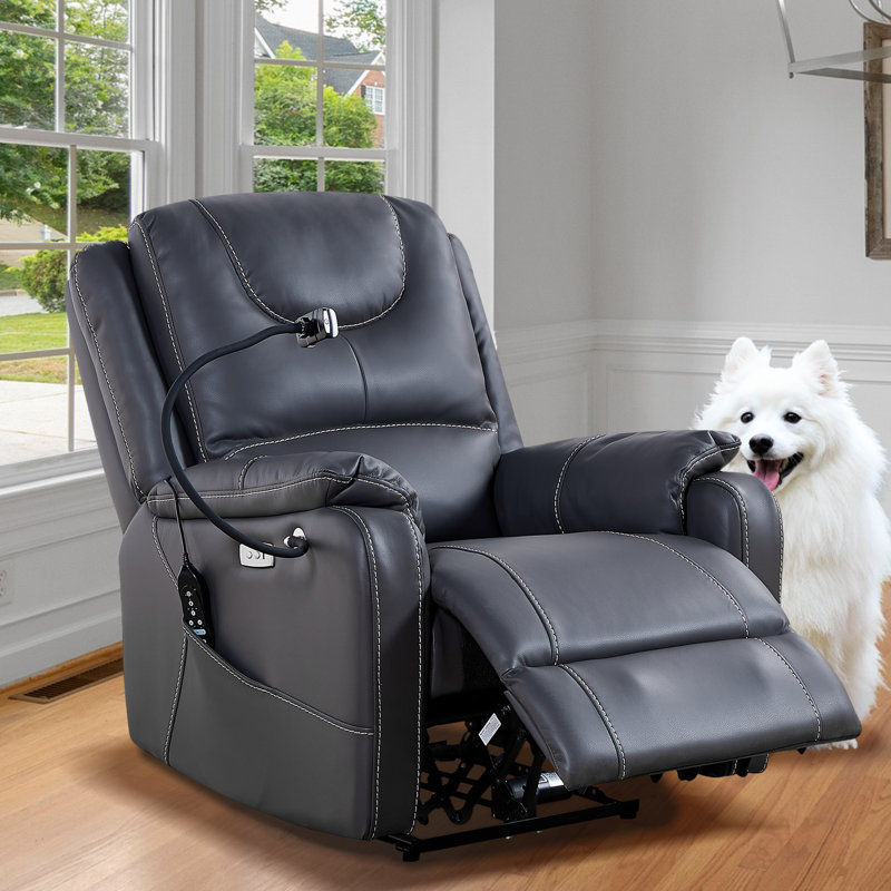 Cooperman Leather Power Recliner Chair, Black