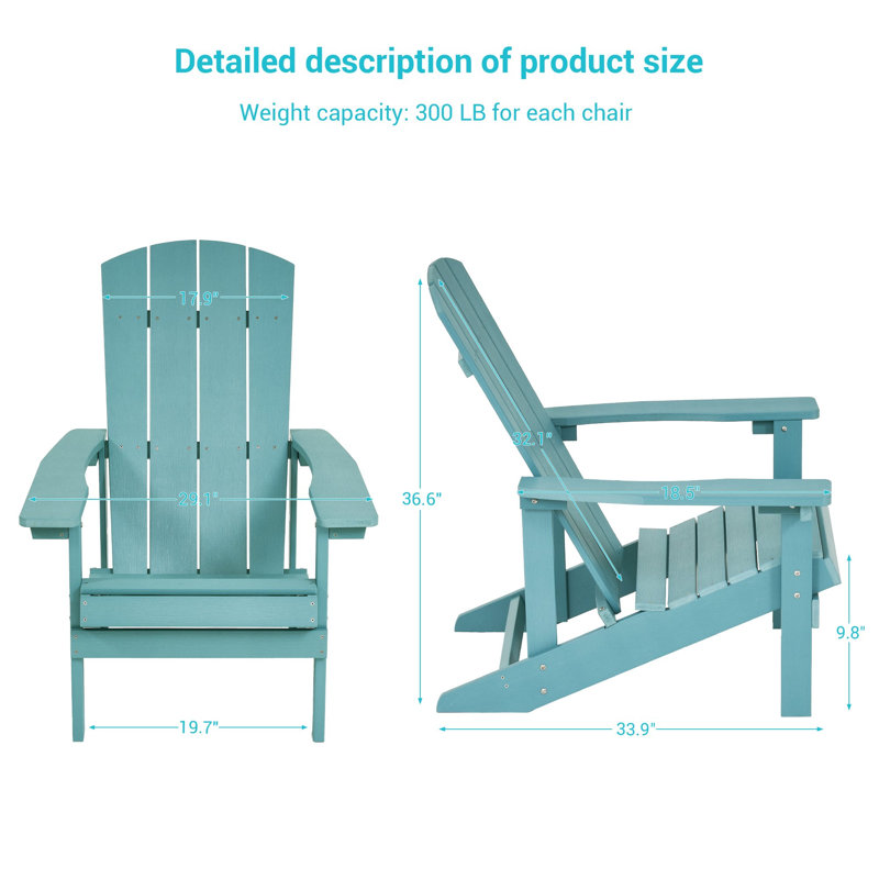 Armenio Outdoor Adirondack Chair, Lake Blue