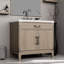 Meuble-lavabo simple en chêne gris l 36 po x P 22 po, comptoir en marbre de culture, miroir de 34 po et robinet de salle de bain