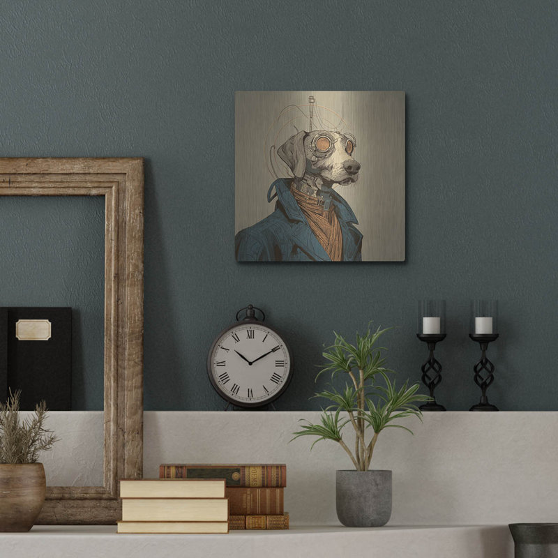  «Industrial Dog» par Ann Klee, art mural en métal, 12 po x 12 po, H 12 po x l 12 po