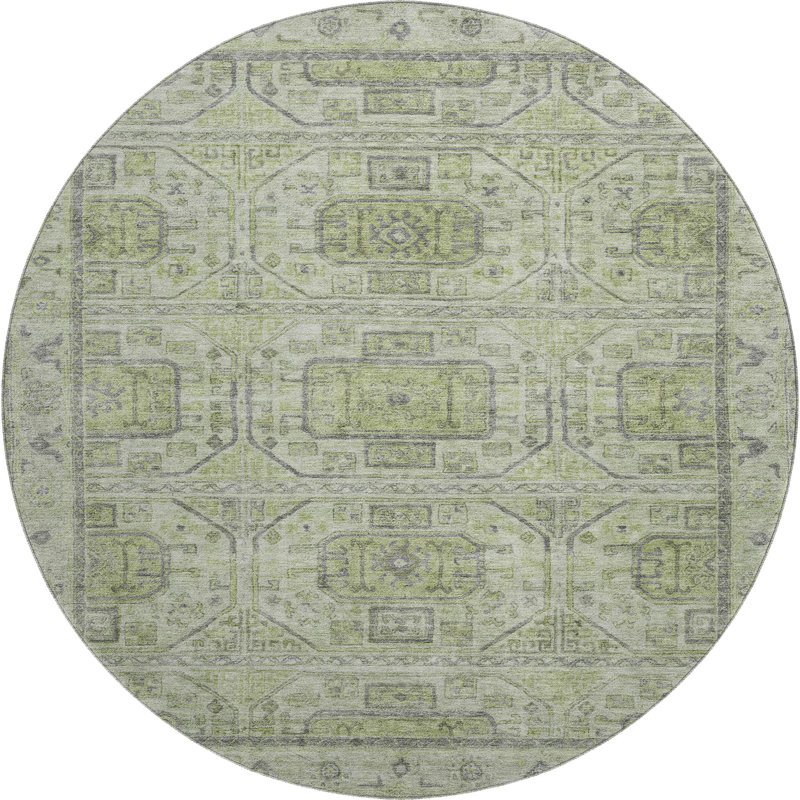 Premium Machine Washable Mayfield Border Rug, Round 8'