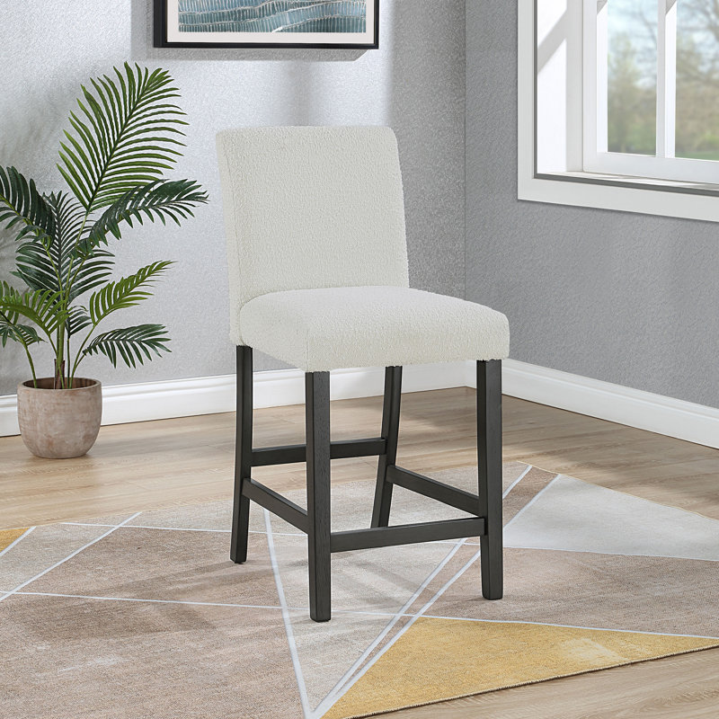 Ensemble de 2 chaises de comptoir rembourrées Alba Boucle, Blanc