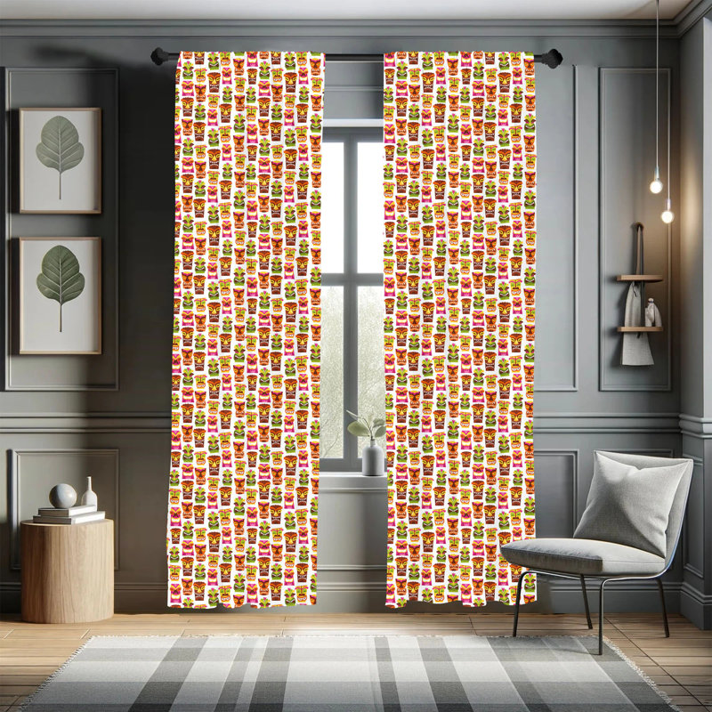Tiki Bar Semi-Sheer Rod Pocket Curtain Panels, 28" x 63"