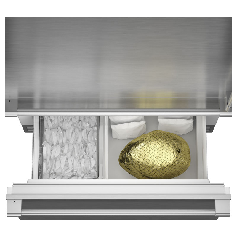 36" Panel-Ready Premium Integrated Bottom-Left Hinge, 84" H Stainless Steel Panel, Left, Minimalist