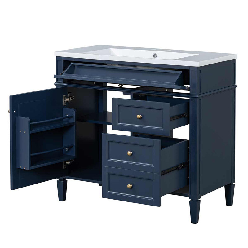 Meuble-lavabo de 36 po avec lavabo supérieur, Bleu