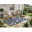 Kasuri Hand Hooked Ikat Area Rug in Indigo/Ivory-70210841