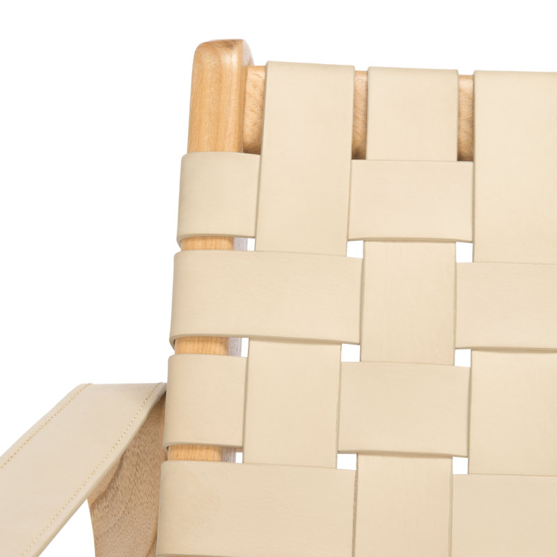 Armchair, Natural, White Genuine Leather