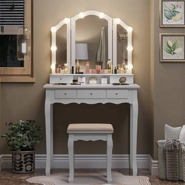 Nordic Fashion Vanity Golden Home/Hotel Escritorio dormitorio moderno  muebles maquillaje Tocador con silla y espejo - China Tocador de tocador,  moderno