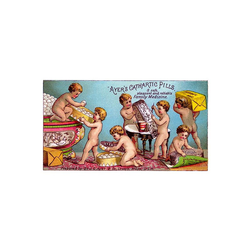 « ayy’s cathartic pills »-impression publicitaire, H 44 po x l 66 po x P 1,5 po