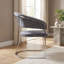 Leather Upholstered Upholstered Back Armchair in Silver