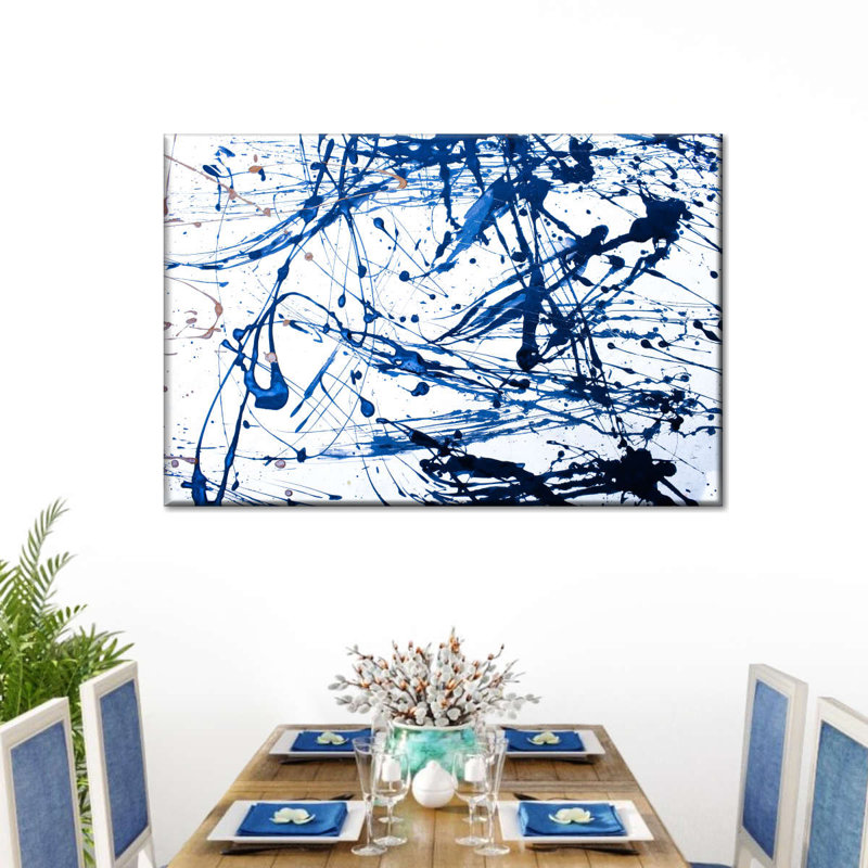 Abstrait bleu marine abstrait sur toile, H 8 po x l 12 po x P 1 po