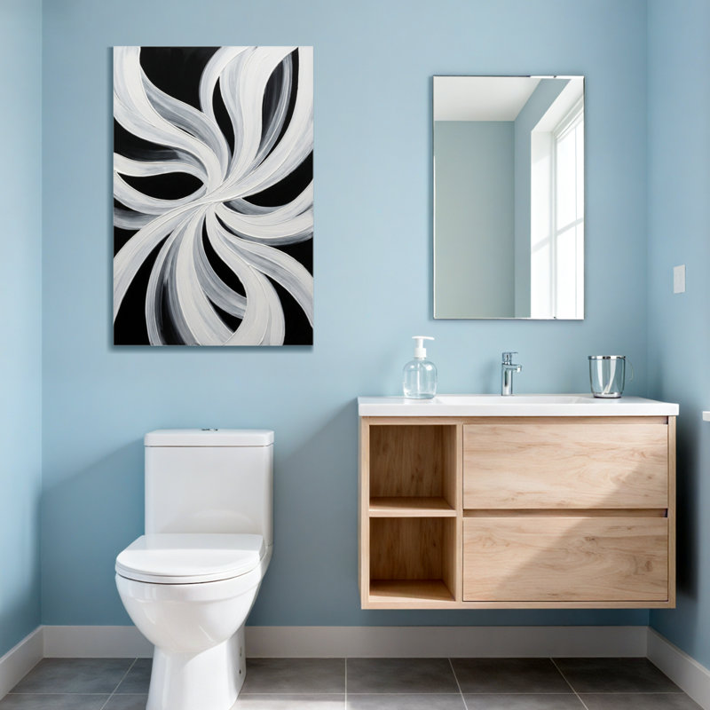 Motif tourbillon de mode abstrait noir et blanc, H 12 po x l 18 po