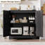 Buffet Buffet - Rangement de crédence avec 2 portes et tablettes en rotin, console moderne avec bar et armoire pour salon, cuisine, couloir, salle à manger, entrée, noir-956495495