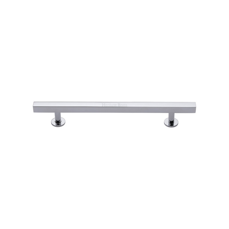 Heritage Brass Heritage Cabinet Pull Square Design with Footings, Polished Chrome, 12.8cm