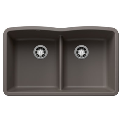 Diamond SILGRANIT 32" 50/50 Double Bowl Undermount Kitchen Sink with Low Divide