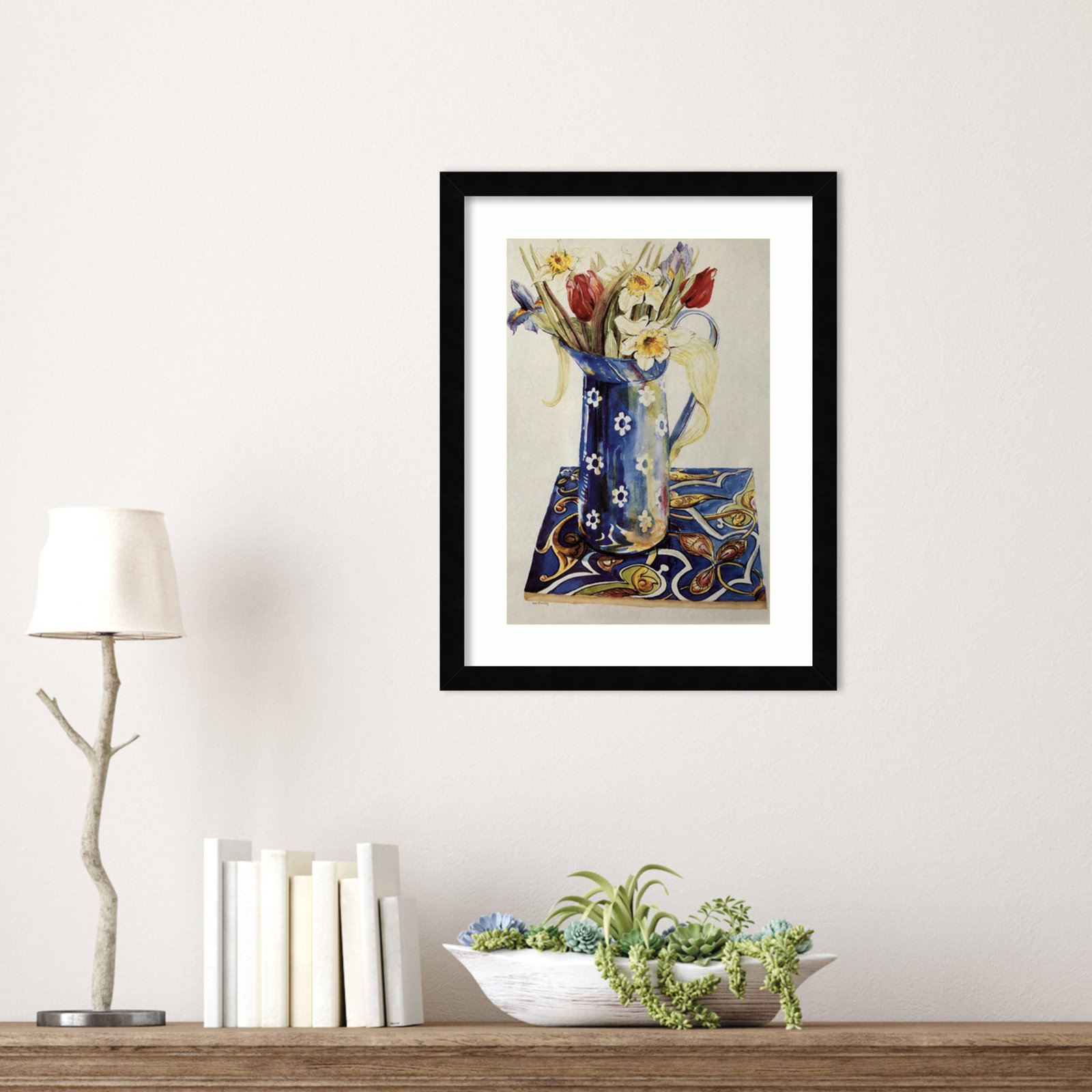 Tulips Print by Joan Thewsey, 17" H x 13" W, Black