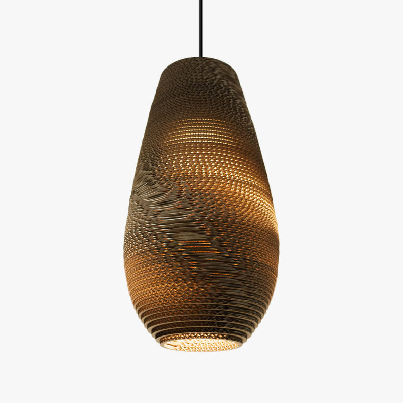 Luminaire suspendu Scraplights Drop 18 naturel, H 18 po x l 10 po x P 10 po, Brun