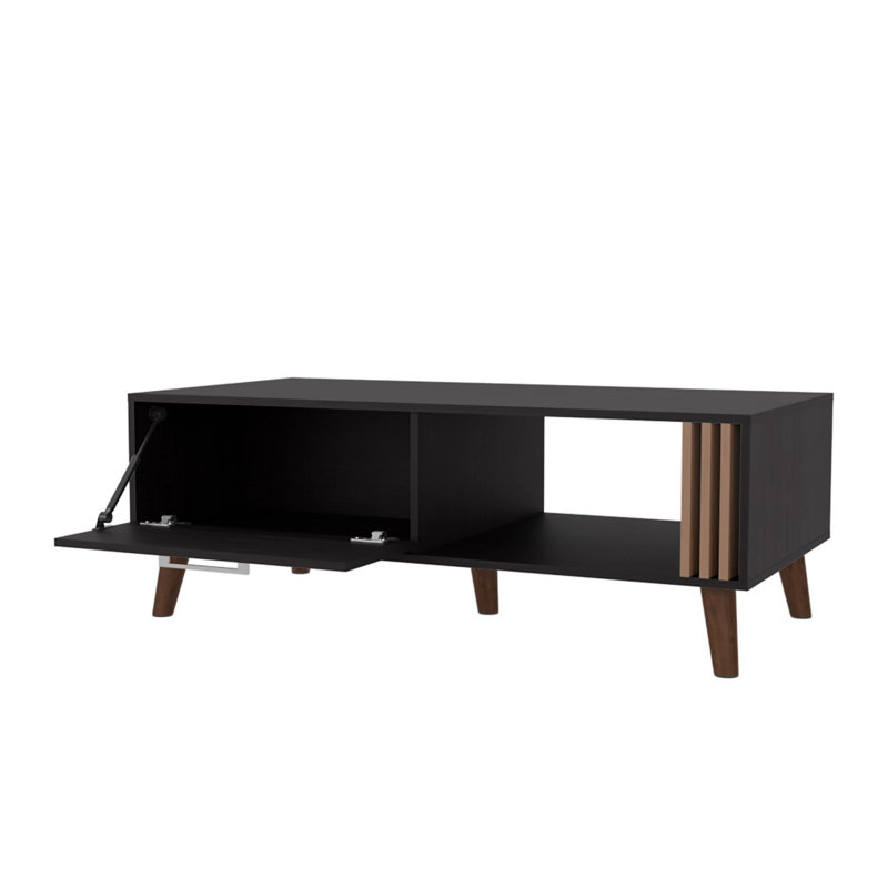 Table basse avec porte et rangement ouvert