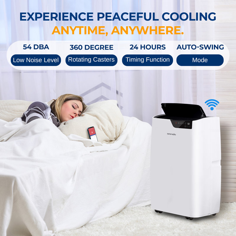 Single Duct Portable Air Conditioner And Heater - 14000 BTU Cooling Capacity (ASHRAE) Compact Home A/C Cooling And Heating Unit With Smart Wi-Fi Control, Built-In Dehumidifier & Fan Modes, Includes Window Mount Kit (White)