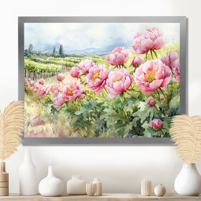 Ivoire, pivoines le long du vignoble II - pivoines, art mural