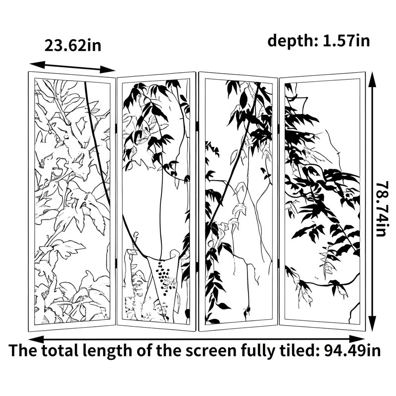 Paravent artistique en bois, H 78,74 po x l 94,49 po x P 1,57 po