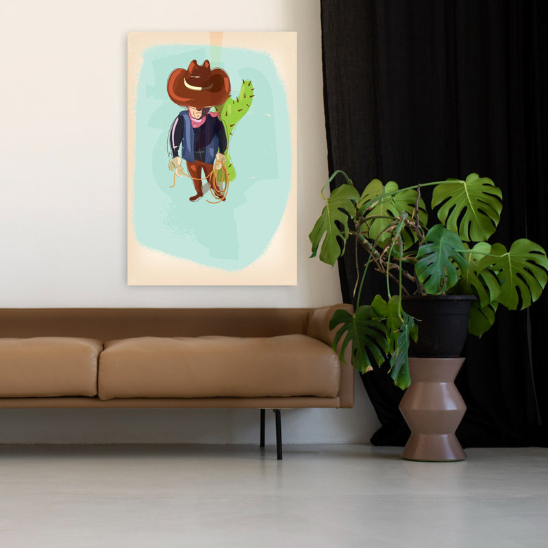 Art contemporain, art rétro, coloré, rétro, cactus, H 48 po x l 32 po