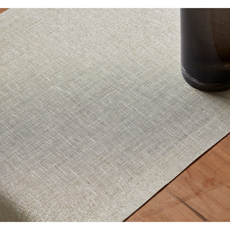 Festive Plain Linen Table Runner, 90" x 14", Natural/Festive Shimmer