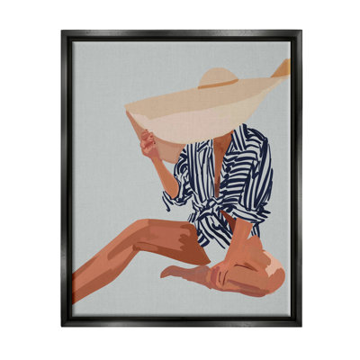 «Woman Obscured By Sun Hat Summer Beach Portrait Jet Black» par Amelia Noyes